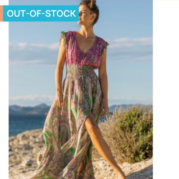 Miss‎ June Paris Maxi Dress Multicolor Paisley Print Ruffle Sleeves - Picture 8 of 8